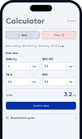 Peptide Blend Reconstitution: Step 2 - set the anchor-locked dose